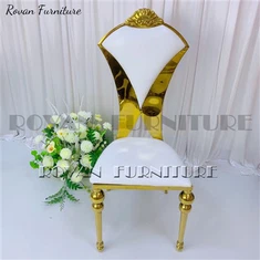 Κομψές δερμάτινες καρέκλες γαμήλιας χρυσής κορώνας